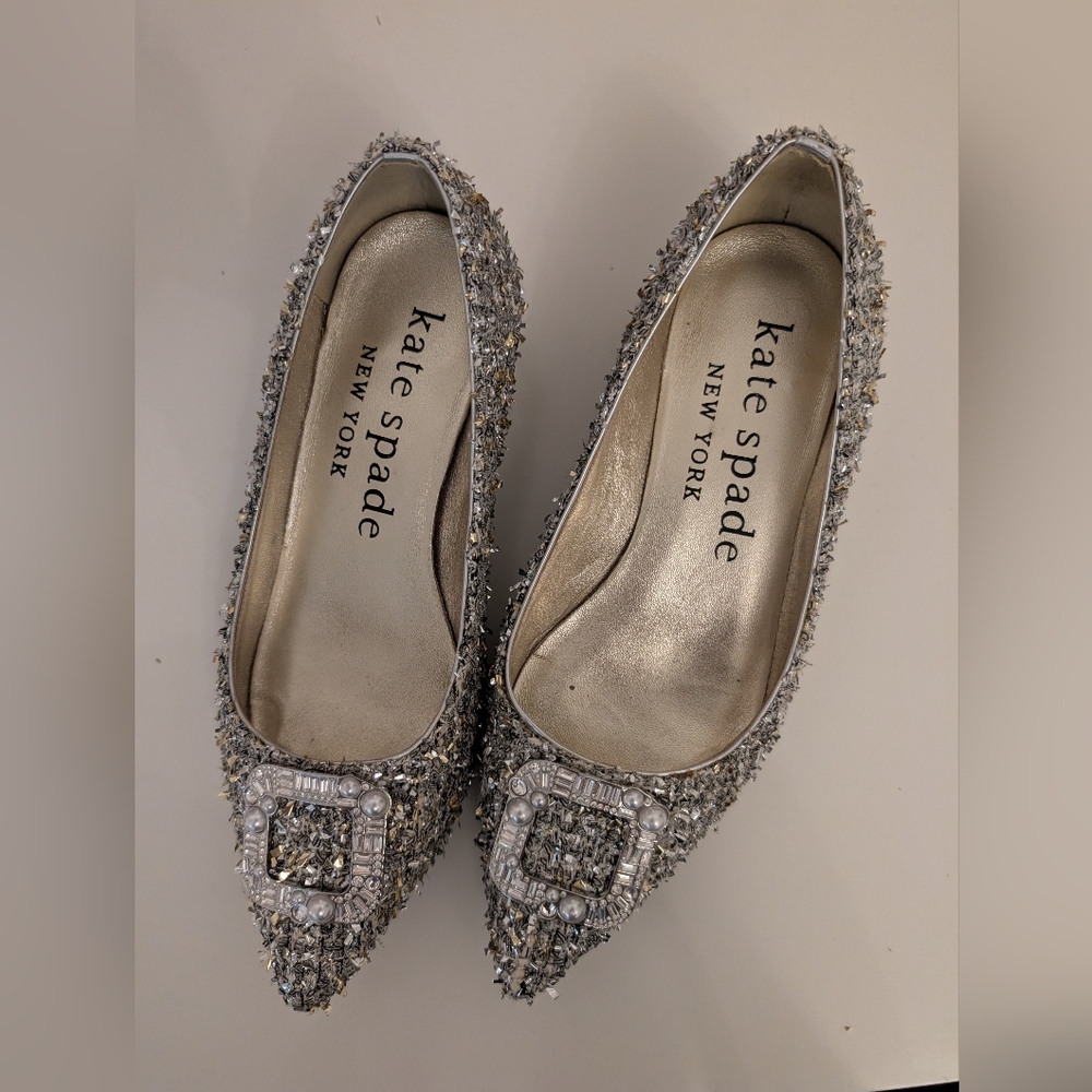 Kate Spade Buckle Up Metallic Flats